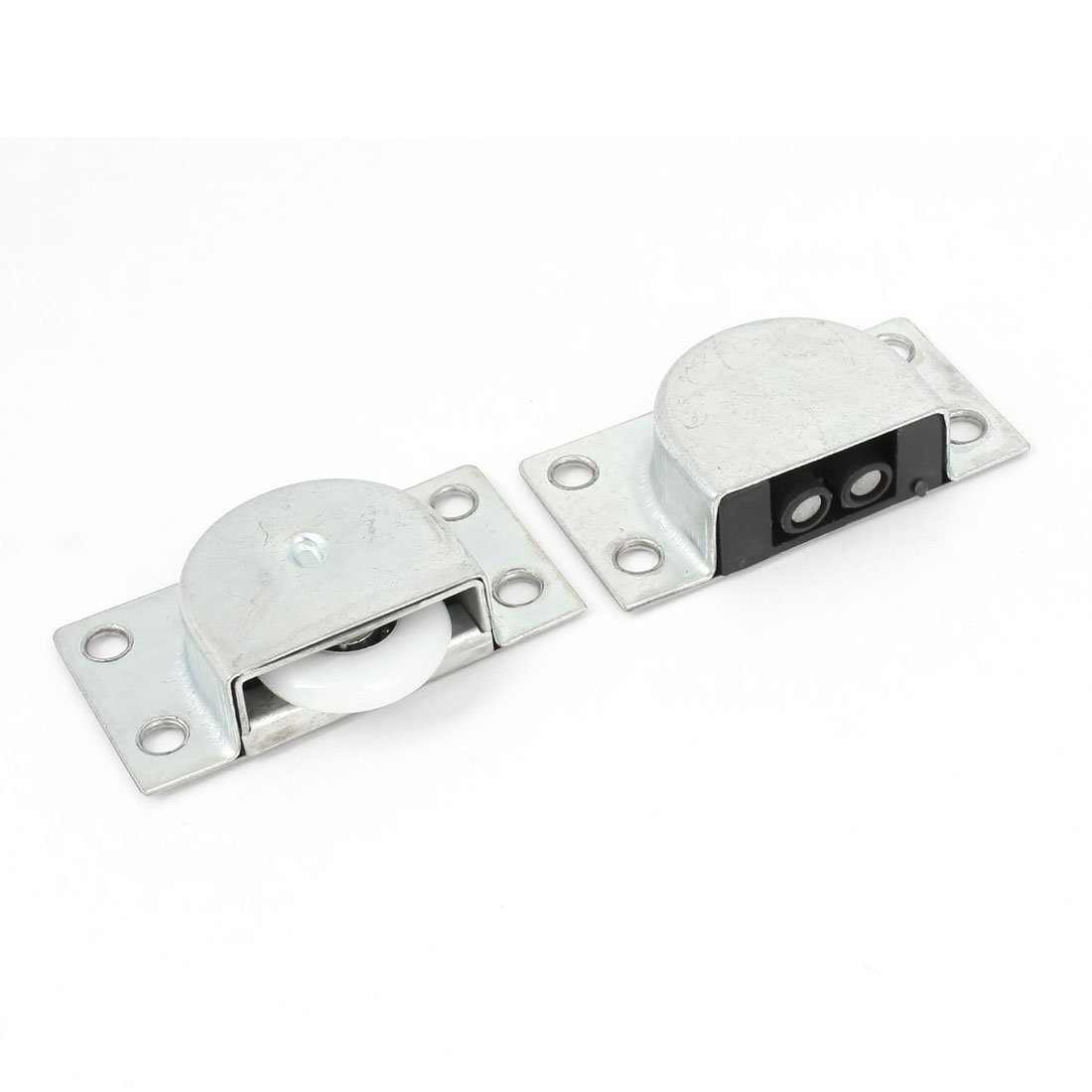 Metal Home Cabinet Wardrobe Door Catch Latch Set 2PCS Silver Tone