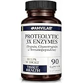 AMVILAB Proteolytic Enzymes 3X with Serrapeptidase,Trypsin & Chymotrypsin | Reduces Edema & Irritation from Tissue Injury -Supports Body Wellness & Recovery- Digestive Supplement - 90 Capsules