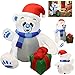 Joiedomi 4 ft Christmas Inflatable Polar Bear with Gift Decoration, Blow Up Polar Bear with Build-in LEDs for Xmas Yard Decoration Holiday Indoor Outdoor Garden Lawn Party Favor Holiday Supplies Décor