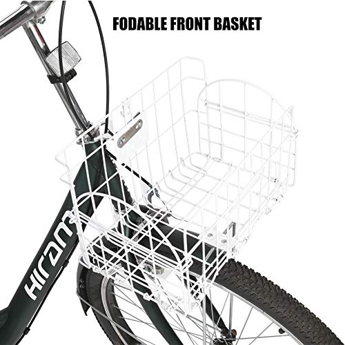 HIRAM 3-Wheeled Adult Tricycle with Foldable Basket, 24" Wheels Trike for Men and Women, Single Speed Cruise Bike, Exercise Bike for Recreation and Shopping, Water-Proof Bag and Bicycle Bell - Thumbnail 2