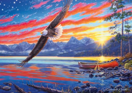 Buffalo Games - Darrel Bush - Spangled Sunset - 500 Piece Jigsaw Puzzle for Adults - Challenging Puzzle Perfect for Game Nights - Finished Puzzle Size is 21.25 x 15.00
