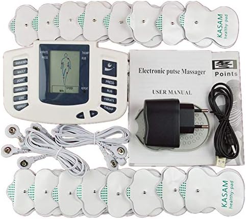 Electric Massager Tens + EMS Muscle Stimulation Nerve Detector. Sixteen Electrode Pads. Comfort Natural Therapy Against Chronic Pain and to Health Muscle Building.