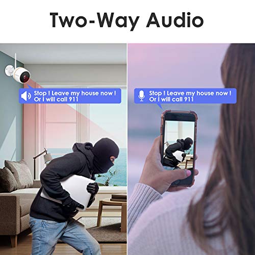 Security Camera System Wireless,Wandwoo 4CH 1080P NVR with 2pcs 1080P WiFi Cameras,Support 2-Way Audio,PIR Motion Detection,Indoor/Outdoor Wireless Camera System with 32G SD Card Include(Max 128G) - Thumbnail 2