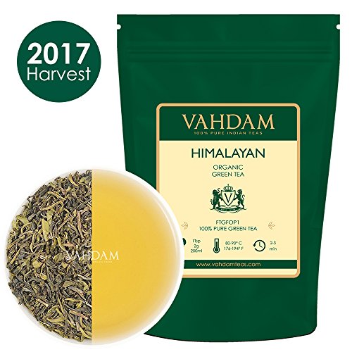 Organic Green Tea Leaves from Himalayas(100+ Cups),100% Natural Organic Green Tea Loose Leaf, Powerful Natural Anti-Oxidants, 2017 Harvest, 9oz, Organic Loose Leaf Green Tea