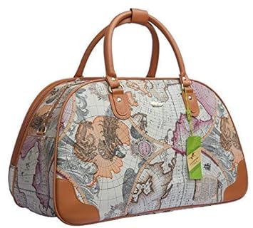 Generic Vinhana Faux Leather Multicolour World Map Printed Womens Travel Duffel Bag