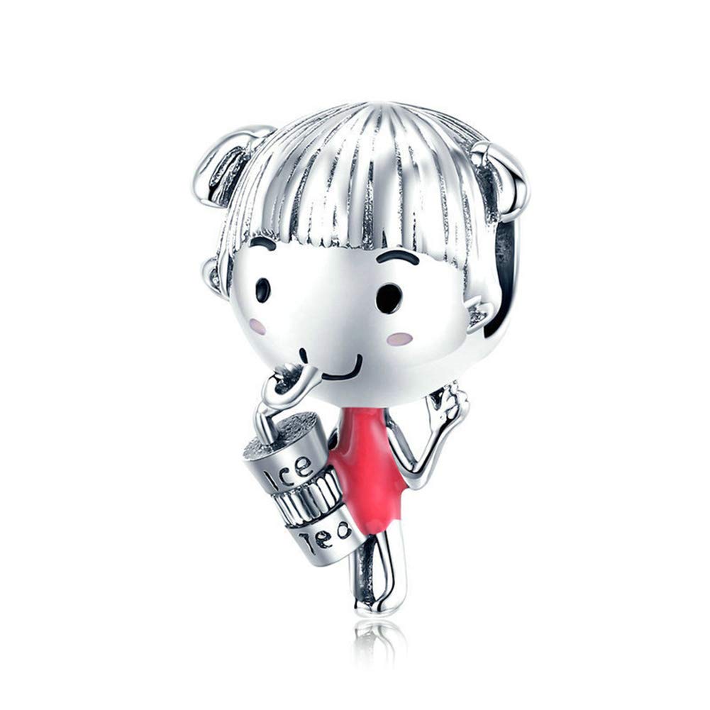 Girl Charm 925 Sterling Silver Child Charm Boy Charm Anniversary Charm Birthday Charm for Pandora Charm Bracelet (Girl A)