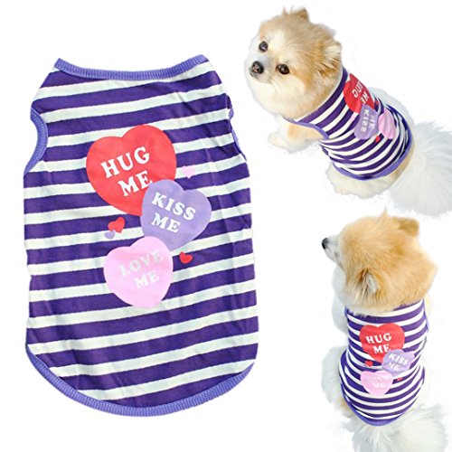 Binmer(TM)Fashion Dog Clothes Pet Puppy Summer Shirt Small Dog Cat Pet Clothes Stripe Vest T Shirt