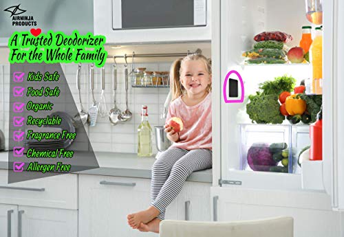Fridge Refrigerator Freezer Deodorizer PATCH | Organic Odor Eliminator | 4 Month Supply | Foul Smell Remover | BEATS Baking Soda & Activated Bamboo Charcoal | Fragrance & Chemical Free | 2 Pack