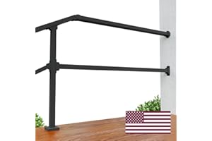 CHR Fence & Rail Handrails for Outdoor Steps, 4ft Rectangular Extension to Wall – Handrail for Step Landings, Porch, Deck & S