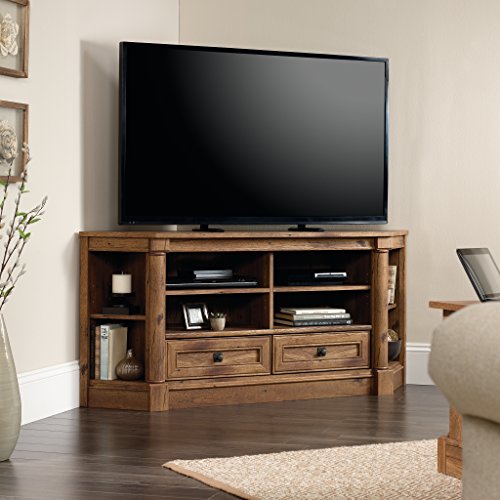 Sauder Palladia Corner Entertainment Credenza, For TVs up to 60", Vintage Oak Finish - Image 2
