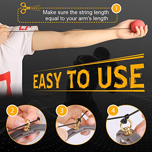 i-FSK Boxing Reaction Fight Reflex Ball, Training Ball Perfect for Reaction, Agility, Punching Speed, Fight Skill and Hand Eye Coordination Training with Adjustable Headband Finger Strengthener