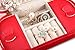 Vlando Small Jewelry Box, Travel Jewelry Organizer Case for Earrings Necklace Ring, Double Layer Portable Travel Jewelry Organizer for Women Girls, Vintage Birthday Gift, Red