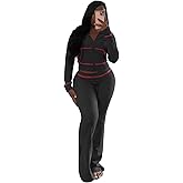 Mrskoala Womens Outfit 2 Piece Lounge Hoodie Flare Pant Sets Tracksuit Darkgrey L
