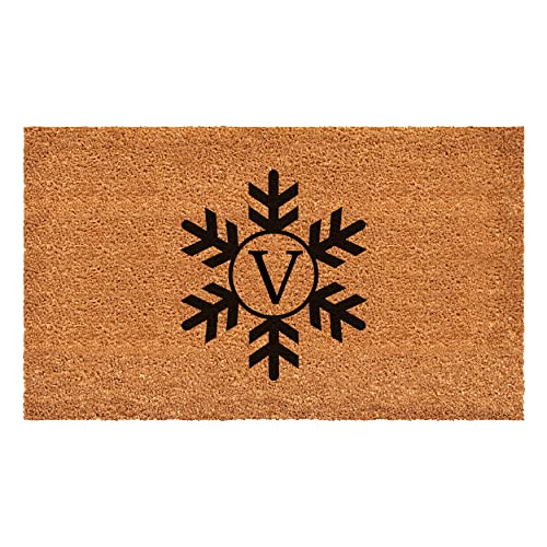 Calloway Mills 108793048 Snowflake Monogram Doormat, 30" x 48" Letter (V)