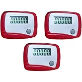 3Pcs Portable Counter Mini Digital LCD Pedometer Sports Walking Running Step Counter Meter Walking Distance Miles,Exercise Time, Calorie Counter, Daily Target Monitor,Electronics and Gadgets,Red