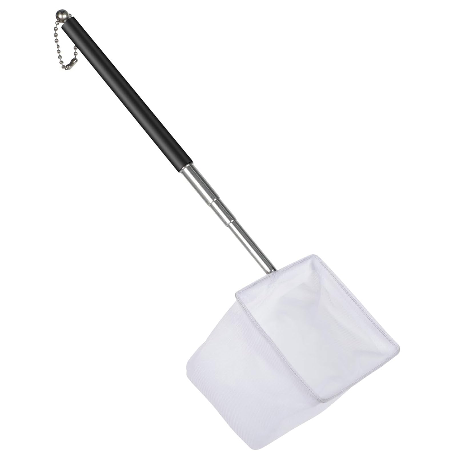 Aquarium Shrimp Net with Extendable Handle – 6.5cm Square Fine Mesh Net for Shrimp, Fry & Small Fish, Stainless Steel Telescopic Rod for Fish Tanks & Ponds