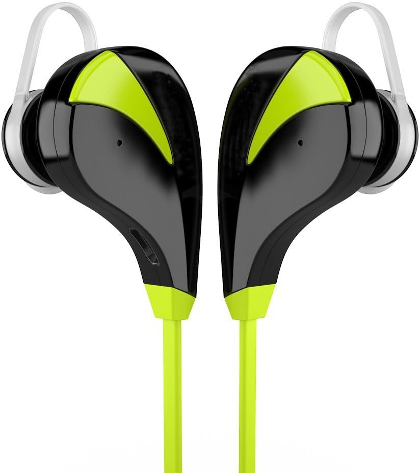 Wireless Bluetooth Headphones Noise Cancelling Earset Stereo Earphones Headsets with Microphone Sweatproof Sports Gym Earbuds Headset for Android IOS Smart Cell Phones/devices (Green)