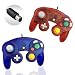 Reiso 2 Packs NGC Controllers Classic Wired Controller for Wii Gamecube (2 Packs Clear Red and Clear Blue) primary