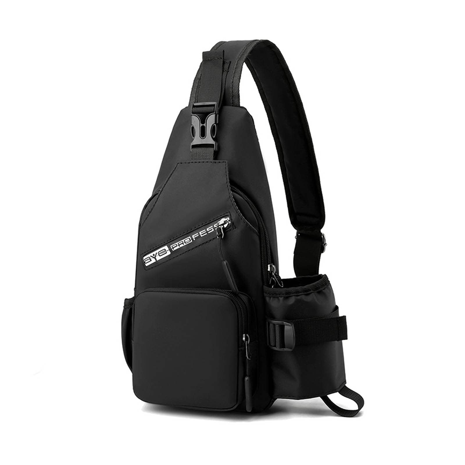 FANDARE Sling Bags Chest Shoulder Backpack Men Crossbody Bags Cover Pack Rucksack Crossbody Bag for Travel Hiking Bicycle Sport Gym Daypacks with Water Bottle Holder Waterproof Nylon Black