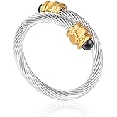FOCUSTEEL Women's cable ring, a cuff pearl ring designed to accommodate finger circumferences between 70mm-90mm