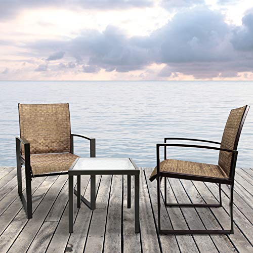 LeveLeve Balcony Furniture 5 Piece Patio Conversation Set, PE Wicker
