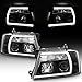 AKKON - For 2004-2008 Ford F150 Full LED Daytime Running Lamp Bar Projector Headlights Black Housing Clear Lens Full Set