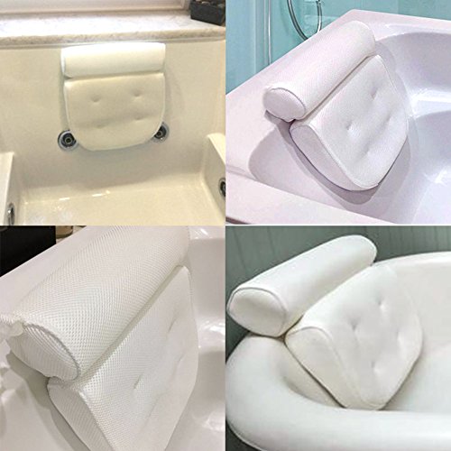 S WIDEN ELECTRIC 3D Mesh Bathroom Bathtub Pillow,Resilient and Breathable,with Suction Cup Backrest and Headrest Bath Cushion