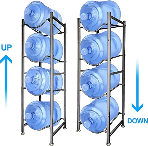 SKY-TOUCH Water Bottle Storage Stand, 4 Tier Water Bottle Holder, 18.9 L Heavy Duty Water Jug Rack for Kitchen Home and Office Easy To Assemble Black