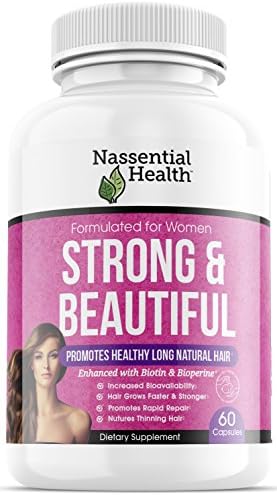 Strong & Beautiful Hair Supplement for Women - Grow Hair Faster, Longer and Stronger - Hair Growth Vitamin Formula with Biotin 5,000 mcg, Bamboo & Keratin - for All Hair Types - Made in USA