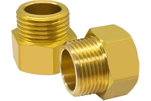 Hooshing 2PCS Brass Garden Hose Adapter 3/4" GHT Male to 3/4" NPT Female Connector,GHT to NPT Garden Hose to Pipe Fittings