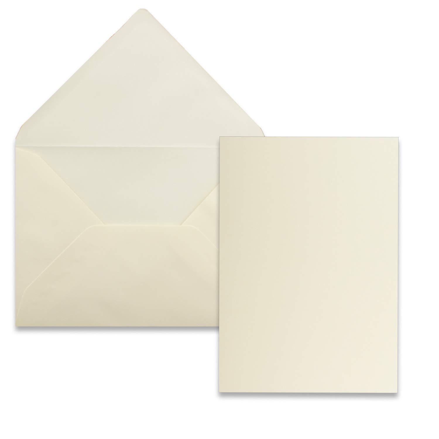 50x single card set with envelopes DIN A6 C6 in vanilla (cream) - 14.8 x 10.5 cm - without fold