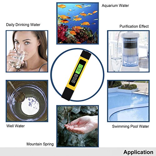 TBTeek Digital TDS EC Meter Professional Quality Water Tester and Temperature Meter with 0-9999 ppm Measurement Mini +/-2% Range Yellow and Premium Protective Leather Case - Thumbnail 6