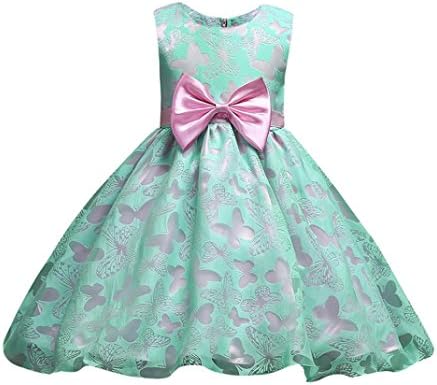 Dinlong Toddler Girls Clothes Flower Princess Bridesmaid Pageant Wedding Dress