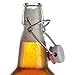12 Pack - 16 Ounce Grolsch Bottles with Easy Cap Flip Top Caps for Brewing Beer, Kombucha, Kefir, Water, Thick High-Grade Glass, Resealable, Clear, by California Home Goods