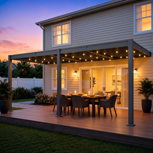 Aoxun 10x20 Wall Mounted Louvered Pergola Review: Adjustable Roof with Drainage image 22