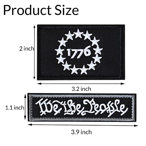 TACVEL Tactical USA 1776 Patriot Milltary Embroidered Applique Hook & Loop Patch for Caps, Backpacks, Clothes, Vest, Military Uniforms, Tactical Gears Etc