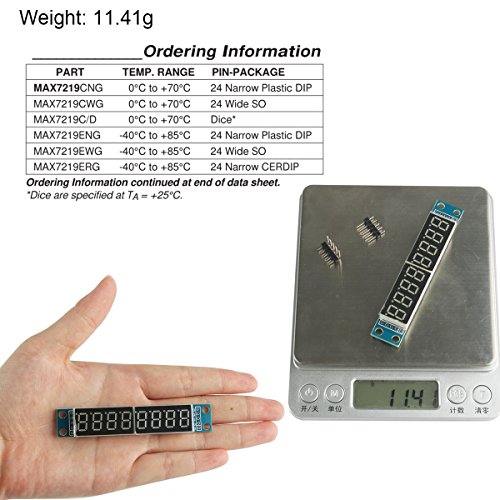MakerFocus 4pcs 8-Digit 7 Segment Module MAX7219 8 Bit Digital Segment Tube LED Display Module Supports Cascade Eight Bit Serial 3 IO Ports for Arduino MCU/51/AVR/STM32