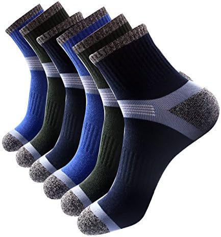 Men's Crew Socks Running Compression Socks Quarter Socks 6 Pack