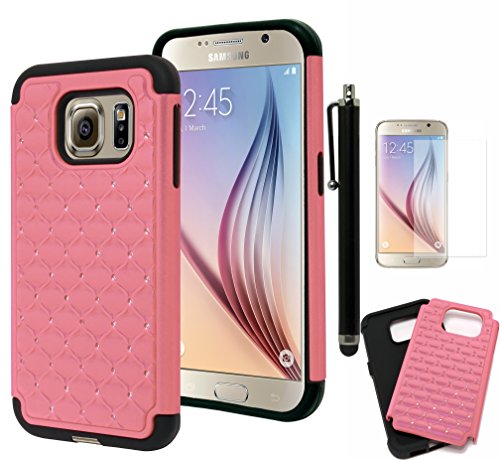 Galaxy-S6-Edge-Case-Bastex-Heavy-Duty-Hybrid-Protective-Armor-Case--Soft-Black-Silicone-Cover-with-Baby-Pink-S