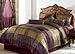 Chezmoi Collection 7 Pieces Multi Color Gitano Jacquard Patchwork Comforter Set Queen Size Bedding Set