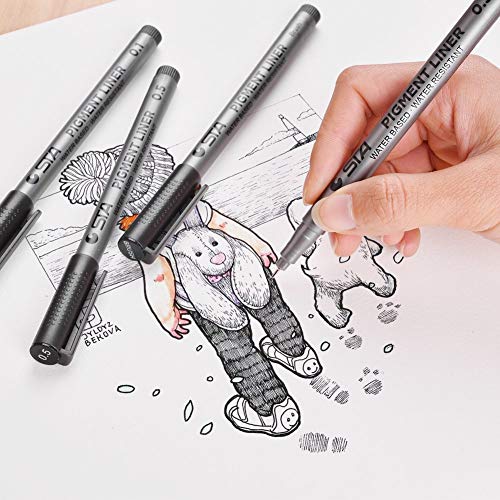 9pcs 0.05mm-Brush Hand Drawing Pen Set, Doraking Precision Micro-Line Pens, Fineliner, Calligraphy Pens for Painting Drawing Artist Illustration, Office Documents, Scrapbooking, Sketch(Sketch Pens)