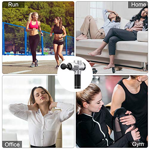 Massage Gun, Handheld Deep Tissue Percussion Muscle Massager for Pain Relief, Rechargeable Cordless Portable Percussion Massage Device with 5 Massage Heads - Thumbnail 5