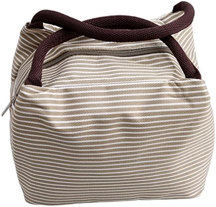 ShungHO Lunch Bag Fashion Stripe Insulated Lunch Tote Reusable Zipper Cooler Bag Lunch Box Holder Organizer For Men Women Kids,Beige stripes