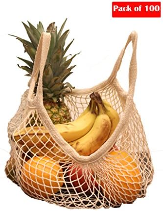 EuroSac Natural Cotton String Bag (100, Short Handle)
