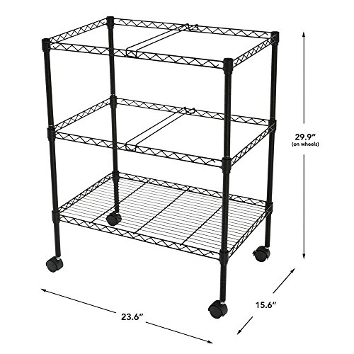 2-Tier Metal Rolling File Cart Mobile Filing cart for Letter Size and Legal Size Folder Office Supplies, Black - Thumbnail 2