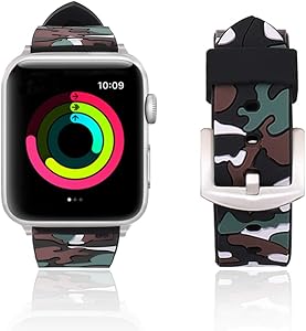 ONMROAD Compatible with iWatch Sport Silicone Band 42mm 44 mm Classic Metal Loop Buckle Replacement for Apple Watch Strap Series 5/4/3/2/1 Men Women Black&White