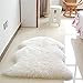 Bedroom Faux Mat Soft Hairy Carpet Sheepskin Chair Cover Seat Pad Plain Skin Fur Plain Fluffy Area Rugs Washable (white)