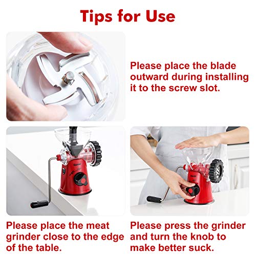 Meat Grinder Manual, Food Grinder Sausage Maker Heavy Duty, 3IN1 Hand Crank Meat Grinder