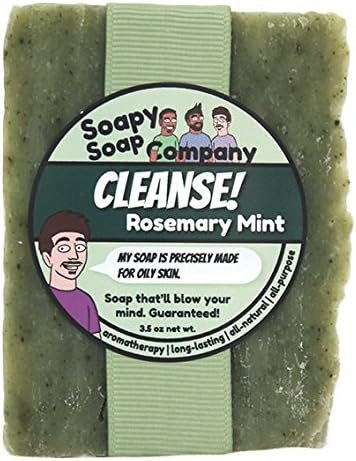 Soapy Soap Company Cleanse! - Rosemary Mint Bar Soap with Spirulina, 3.5 Ounce