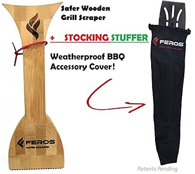 FEROS Safer Scraper - Wood BBQ Wooden Grill Cleaner - Cleans top and Between Barbecue grates. Use to Oil & Clean Barbeque. Sustainable Replacement for Wire Bristle Brush